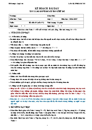 Kế hoạch bài dạy Toán 1 - Bài 22. So sánh số có hai chữ số - Năm học 2026-2027 (Tích hợp Năng lực số và AI)