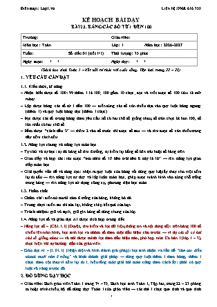 Kế hoạch bài dạy Toán 1 - Bài 23. Bảng các số từ 1 đến 100 - Năm học 2026-2027 (Tích hợp Năng lực số và AI)