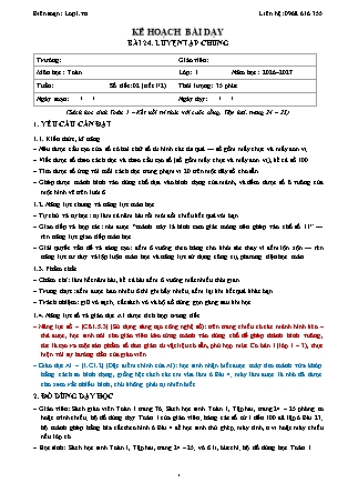 Kế hoạch bài dạy Toán 1 - Bài 24. Luyện tập chung - Năm học 2026-2027 (Tích hợp Năng lực số và AI)