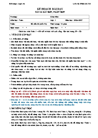 Kế hoạch bài dạy Toán 1 - Bài 25. Dài hơn, ngắn hơn - Năm học 2026-2027 (Tích hợp Năng lực số và AI)