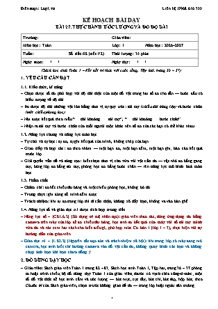 Kế hoạch bài dạy Toán 1 - Bài 27. Thực hành ước lượng và đo độ dài - Năm học 2026-2027 (Tích hợp Năng lực số và AI)