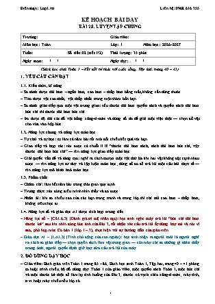 Kế hoạch bài dạy Toán 1 - Bài 28. Luyện tập chung - Năm học 2026-2027 (Tích hợp Năng lực số và AI)