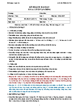 Kế hoạch bài dạy Toán 1 - Bài 33. Luyện tập chung - Năm học 2026-2027 (Tích hợp Năng lực số và AI)