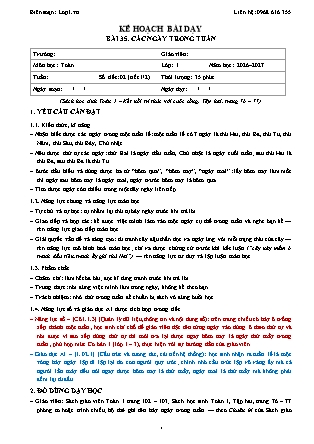 Kế hoạch bài dạy Toán 1 - Bài 35. Các ngày trong tuần - Năm học 2026-2027 (Tích hợp Năng lực số và AI)