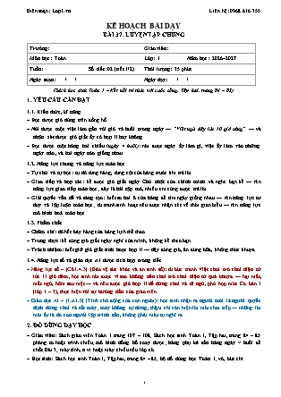 Kế hoạch bài dạy Toán 1 - Bài 37. Luyện tập chung - Năm học 2026-2027 (Tích hợp Năng lực số và AI)