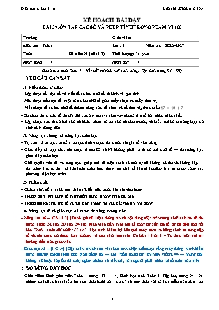 Kế hoạch bài dạy Toán 1 - Bài 39. Ôn tập các số và phép tính trong phạm vi 100 - Năm học 2026-2027 (Tích hợp Năng lực số và AI)