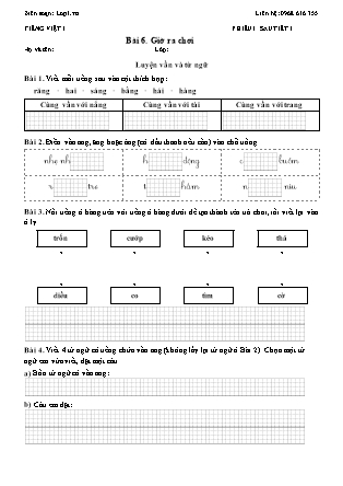 Phiếu Bài tập hằng ngày Tiếng Việt 1 - Chủ điểm 3. Mái trường mến yêu - Bài 6. Giờ ra chơi - Kết nối tri thức (Năm học 2026-2027)