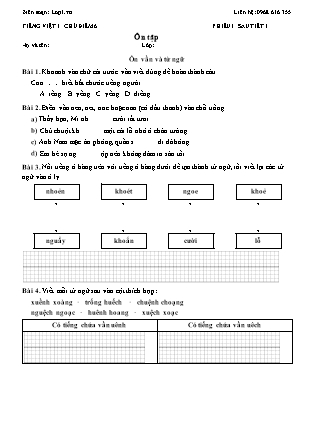 Phiếu Bài tập hằng ngày Tiếng Việt 1 - Chủ điểm 6. Thiên nhiên kì thú - Ôn tập - Kết nối tri thức (Năm học 2026-2027)
